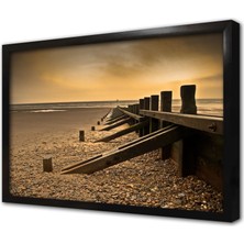 Tablosan Deniz ve Iskele Mazarası Çerçeveli Mdf Tablo