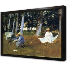 Tablosan Claude Monet Painting By The Edge Of A Wood Çerçeveli Mdf Tablo