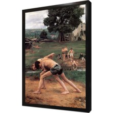 Tablosan Güreş Yapan Çocuklar Çerçeveli Mdf Tablo