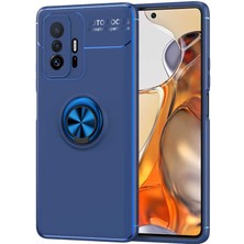 Kzy Xiaomi Mi 11T Pro Kılıf Renkli Yüzüklü Manyetik Silikon Kapak Mavi - Mavi