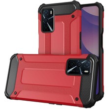 Kzy Oppo A16 Kapak Çift Katmanlı Zırh Tank Kılıf - Kırmızı
