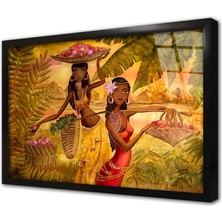 Tablosan Afrikalı Kadınlar Çerçeveli Cam Tablo