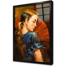 Tablosan Dans Eden Kadın Çerçeveli Cam Tablo