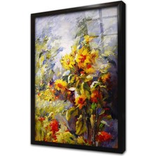 Tablosan Çiçekler Çerçeveli Cam Tablo