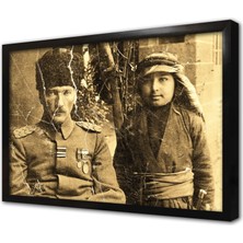Tablosan Atatürk Köylü Çocukla Çerçeveli Mdf Tablo