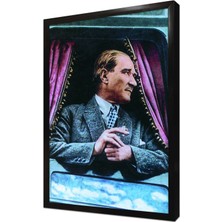 Tablosan Atatürkün Tren Camında Çerçeveli Mdf Tablo