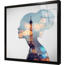 Tablosan Eyfel Kulesi Manipüulasyon Çerçeveli Cam Tablo
