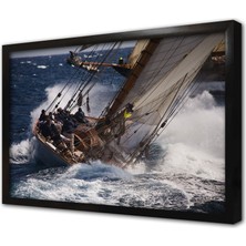 Tablosan Dalgalı Denizde Yelkenli Çerçeveli Mdf Tablo