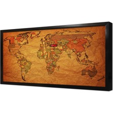 Tablosan Eski Dünya Haritası Çerçeveli Mdf Tablo