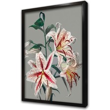 Tablosan Gri Zeminde Çiçek Iıı Çerçeveli Mdf Tablo