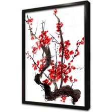 Tablosan Kırmızı Çiçek Çerçeveli Cam Tablo