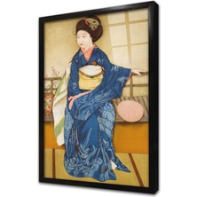 Tablosan Japon Kadın Çerçeveli Cam Tablo