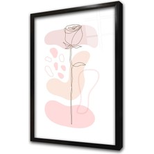 Tablosan Line Art Çiçek V Çerçeveli Cam Tablo