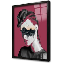 Tablosan Istanbul Kadın Manipülasyon Pembe Çerçeveli Cam Tablo