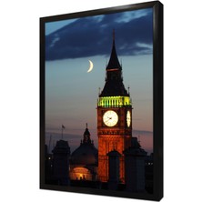 Tablosan Londra Saat Kulesi Gece Çerçeveli Mdf Tablo