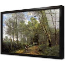 Tablosan Orman ve Çalışan Kadın Görsel Çerçeveli Cam Tablo