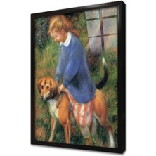 Tablosan Lenna With Rabbit Hound Çerçeveli Cam Tablo