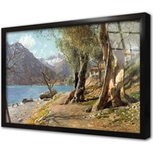Tablosan Sahil Kenarında Çalışan Insanlar Çerçeveli Cam Tablo
