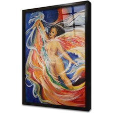 Tablosan Soyut Nü Çerçeveli Cam Tablo