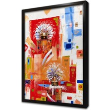 Tablosan Soyut Görsel Çerçeveli Cam Tablo