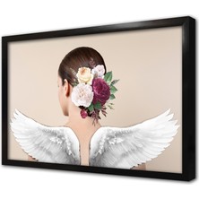 Tablosan Melek Kanatlı Kadın Çerçeveli Mdf Tablo