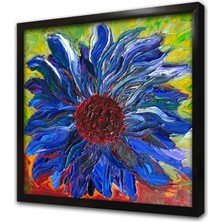 Tablosan Mavi Menekşe Çerçeveli Mdf Tablo