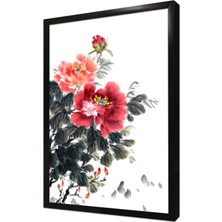 Tablosan Kırmızı Çiçek Çerçeveli Mdf Tablo