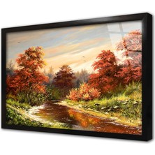 Tablosan Sonbahar Ağaçları Çerçeveli Cam Tablo