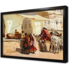Tablosan Vazo Satıcısı Çerçeveli Cam Tablo