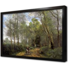 Tablosan Orman ve Çalışan Kadın Çerçeveli Mdf Tablo