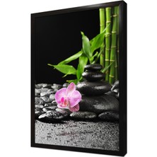 Tablosan Spa Taşları ve Orkide Çerçeveli Mdf Tablo
