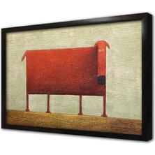 Tablosan Kırmızı Köpek Çerçeveli Mdf Tablo