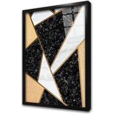 Tablosan Sarı Siyah Soyut Iı Çerçeveli Cam Tablo