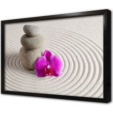 Tablosan Spa Taşları ve Orkide Çerçeveli Mdf Tablo