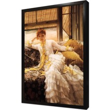 Tablosan Oturan Kadın Çerçeveli Mdf Tablo