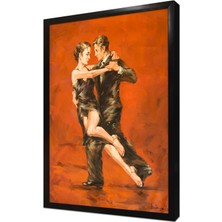Tablosan Siyah Giymiş Tango Yapan Çift Çerçeveli Mdf Tablo