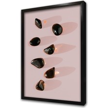 Tablosan Pembe Zeminde Taşlar Çerçeveli Mdf Tablo