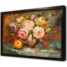 Tablosan Vazoda Güller Çerçeveli Mdf Tablo