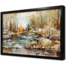 Tablosan Sonbaharda Göl Çerçeveli Mdf Tablo