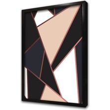 Tablosan Siyah Bej Soyut Çerçeveli Mdf Tablo