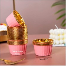 Trend Hediye Sepeti Pembe Gold Muffin Kek Kapsülü Cupcake Kalıbı 25 Adet