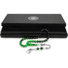 DAVİD BLACK Kararmaz Metal Ayyıldız Püsküllü Küre Kesim Yeşil-Siyah Ateş Kehribar Tesbih