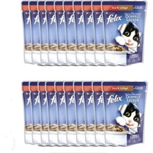 Felix Çifte Lezzet Sıgır Etli ve Kanatlı Pouch 100 gr 20'li Paket