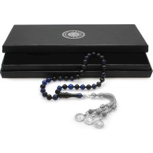 DAVİD BLACK Kararmaz Metal Mecidiye Püsküllü Istanbul Kesim Mavi-Siyah Sıkma Kehribar Tesbih