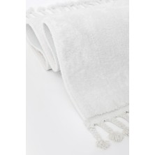 Diji Dekor Dijidekor Beyaz Post Dokuma Halı Saçaklı Peluş Yumuşacık Kaymaz Antibakteriyel 100X300