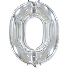 Benim Marifetlerim 0 Rakamı Gümüş Folyo Balon 34 Inch 86 cm