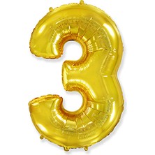 Benim Marifetlerim 3 Rakamı Altın Folyo Balon 34 Inch 86 cm