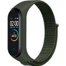 Techmaster Xiaomi Mi Band 5 Mi Band 6 Mi Band 7 Loop Kumaş Örgü Spor Tme Kordon Kayış Haki