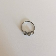 Bylin Cerrahi Çelik Üç Taşlı Halka Piercing