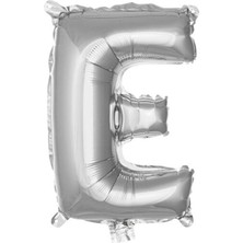 Dipak Gümüş Renk E Harfi Folyo Balon 34 Inç 76 cm